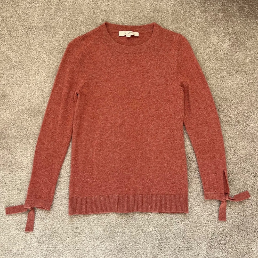 Ann Taylor LOFT Dusty Rose Terracotta Pink Crew Neck Sweater Size XSP